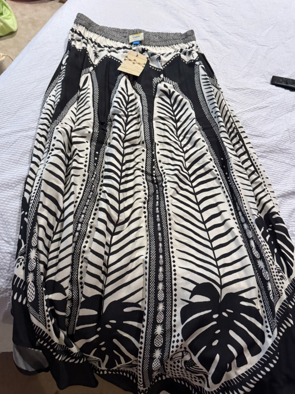 FARM Rio Black and White Printed Maxi Skirt